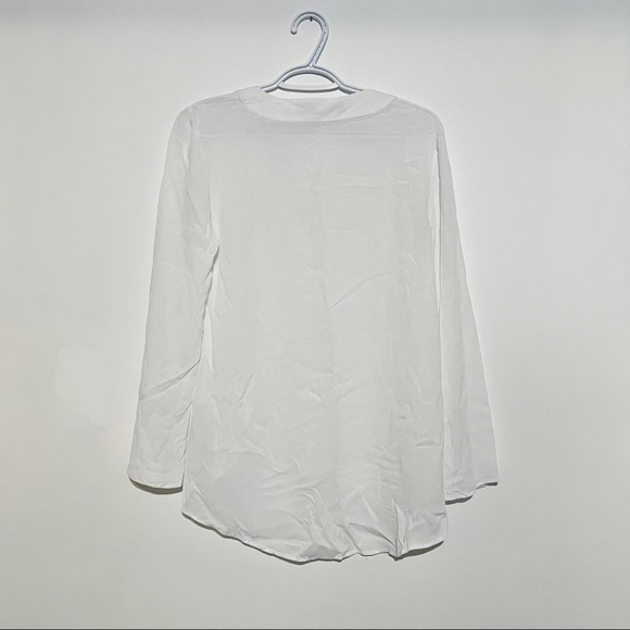 Zara | White Mesh V-Neck Long Sleeve Blouse - Picture 3 of 4